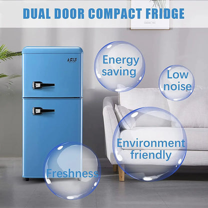 Krib Bling Double Door Compact Refrigerator With Freezer