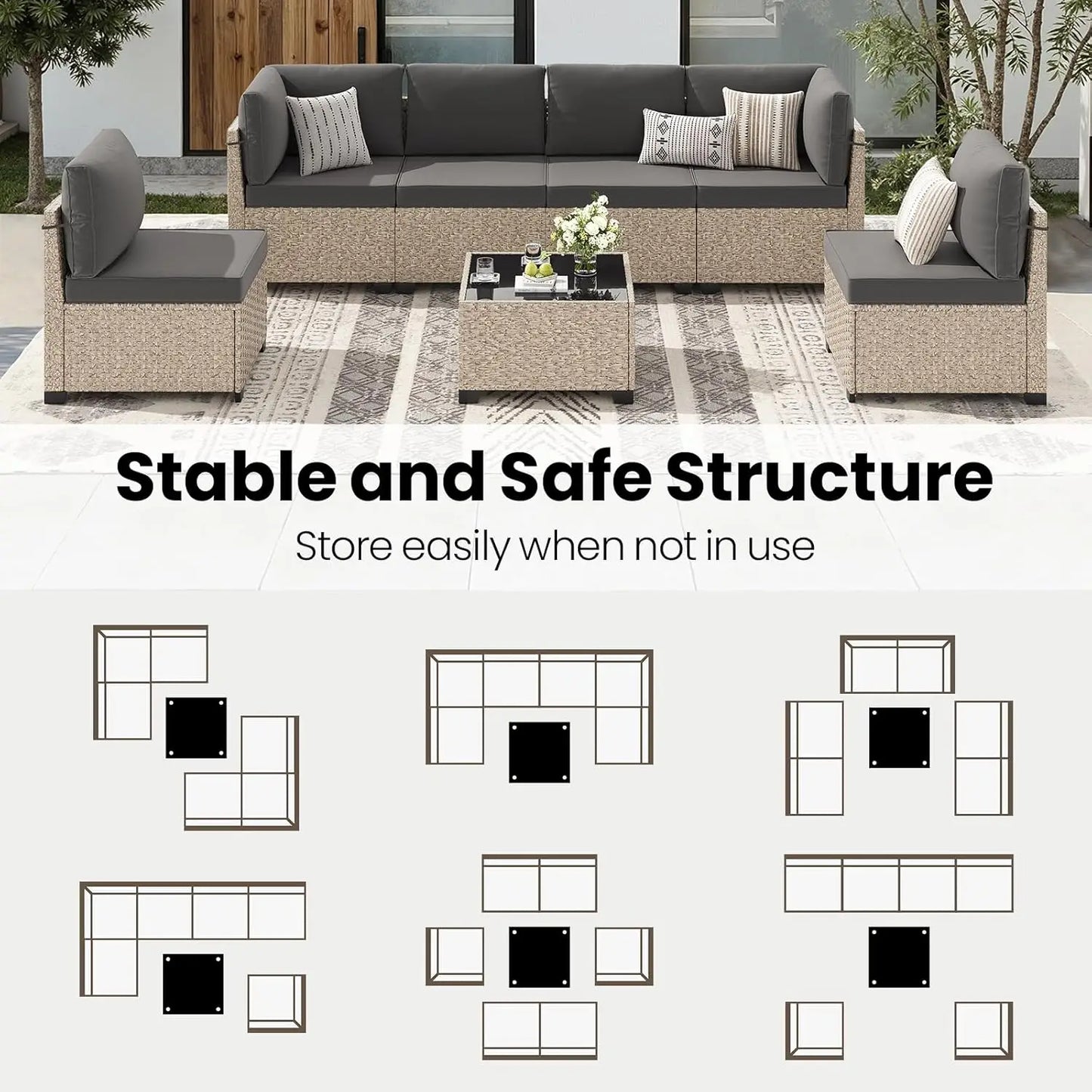 7-Piece Patio Furniture Set, Outdoor Sectional