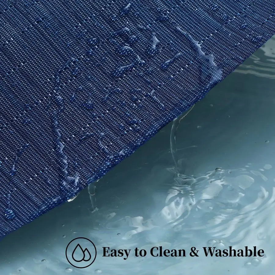 Blue Placemats Set of 12 Heat Resistant NonSlip Place mats for Dining Table, Washable Durable PVC Vinyl Woven Table MatsBlue, 12