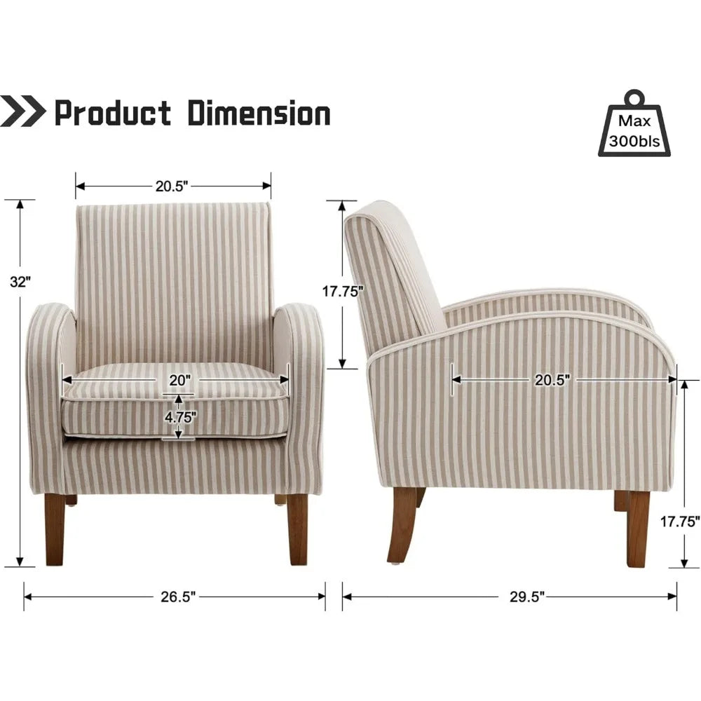 Farmhouse striped Accent Armchair