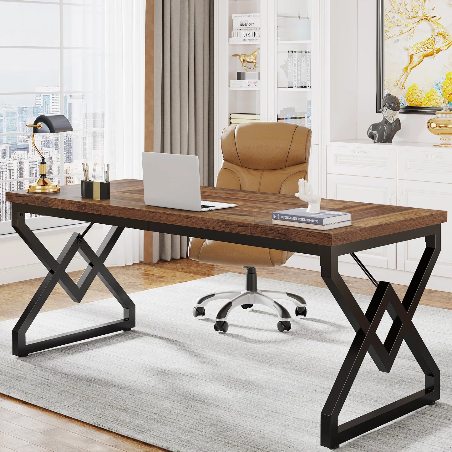 Tribesigns 63" Large Industrial Executive Desk
