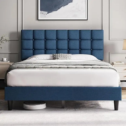 Upholstered Bed Frame, Modern Queen Bed Platform