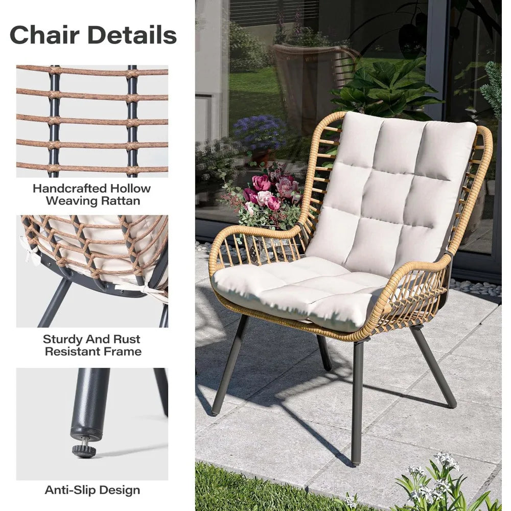 Outdoor Bistro Set, Small Patio Furniture Set with Coffee Table