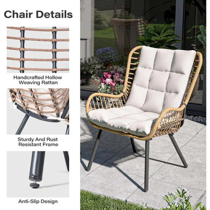 Outdoor Bistro Set, Small Patio Furniture Set with Coffee Table