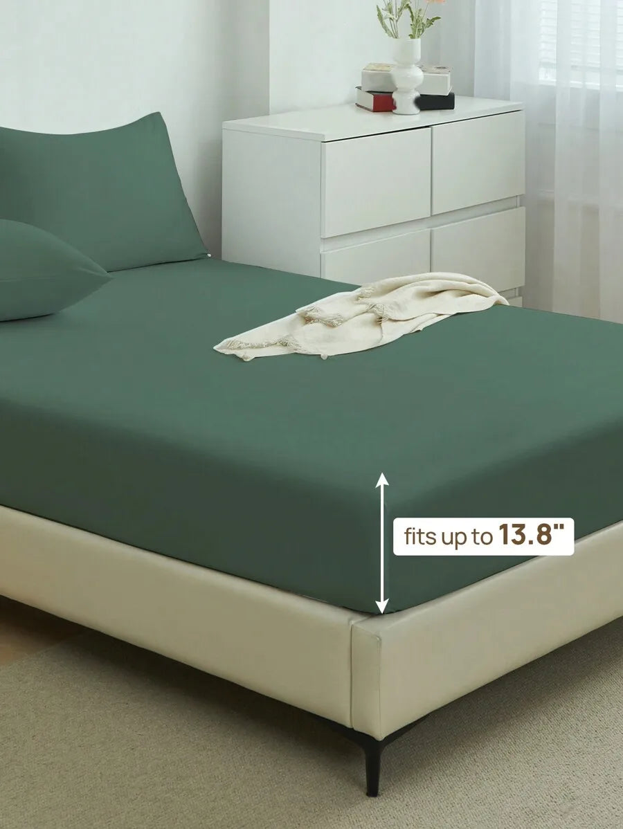1PC Solid Color Fitted Sheet
