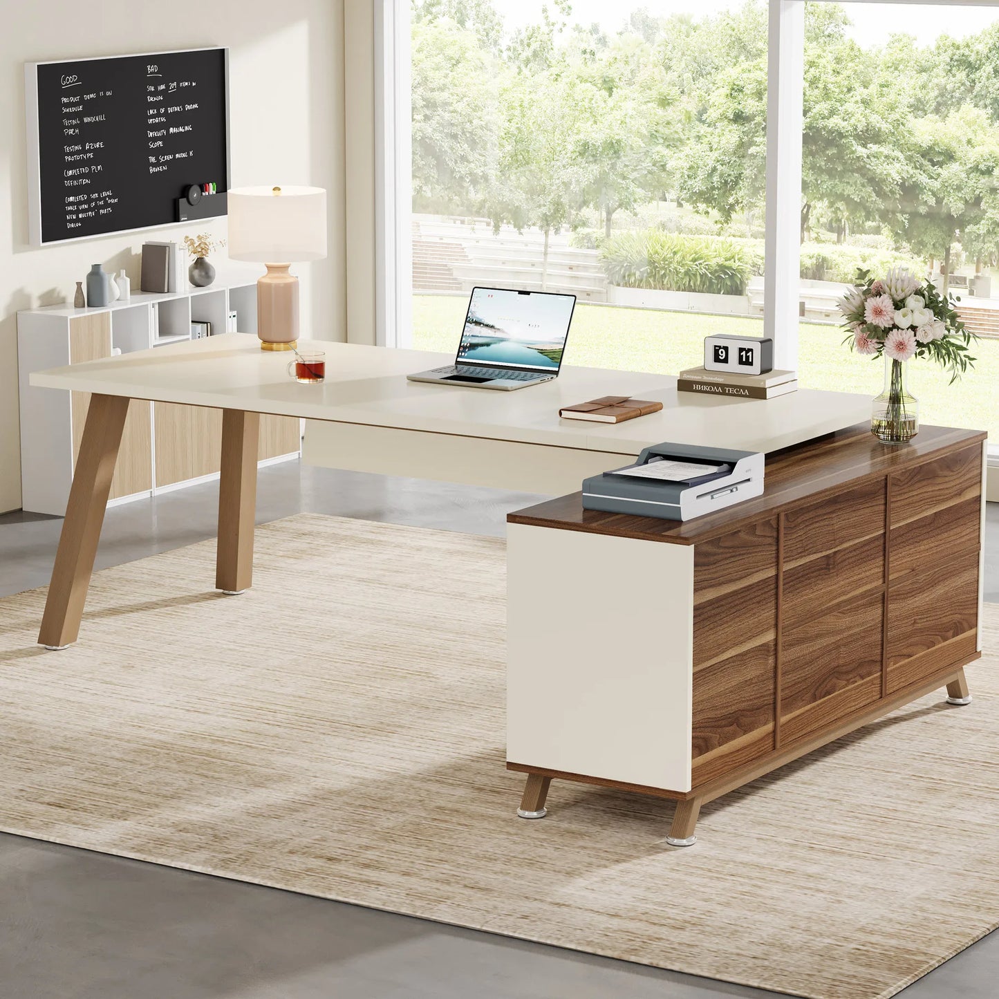 Tribesigns 78.7-Inch Executive Office Desk, L-Shaped Desk