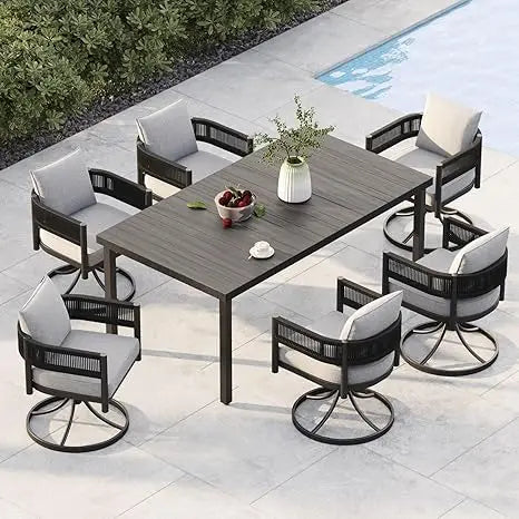 Outdoor Dining Set for 6, 7 PCS Patio Table and Chairs Set