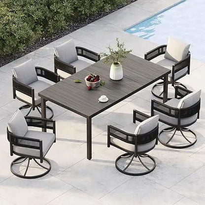 Outdoor Dining Set for 6, 7 PCS Patio Table and Chairs Set