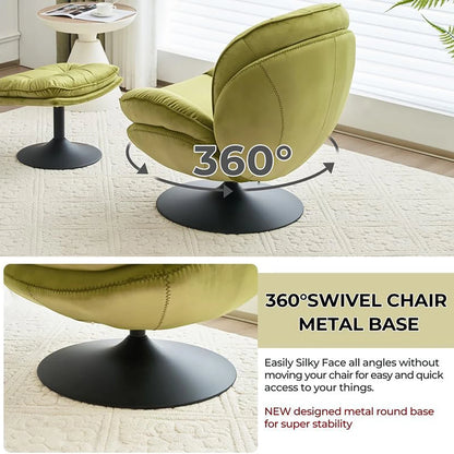 Velvet Swivel Armchair Set with Ottoman, Accent Chair