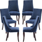Velvet Upholstered Dining Chairs Set of 6 Mid Century Wood Legs