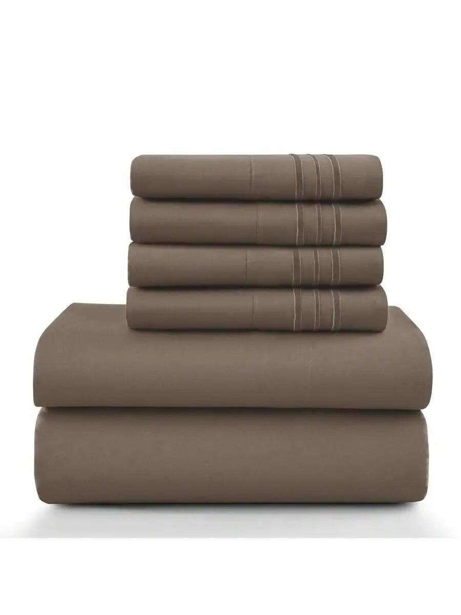 6-Piece Embroidered Bed Sheet Set