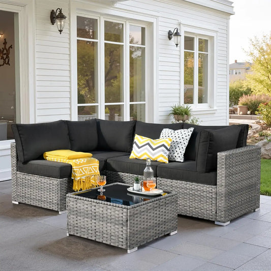 5 PCS Outdoor Patio Furniture Sets,Wicker