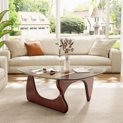 Mid Century Triangle Glass Coffee Table