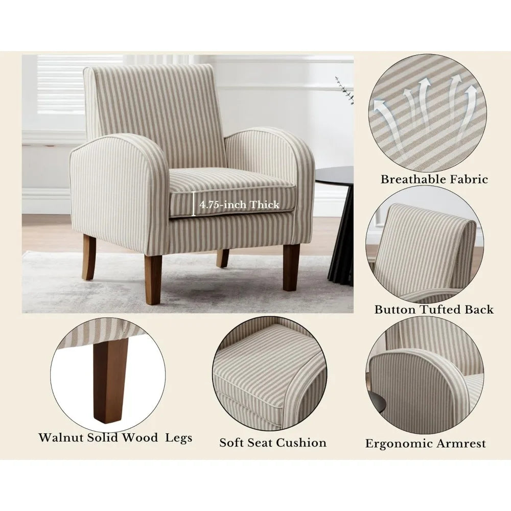 Farmhouse striped Accent Armchair