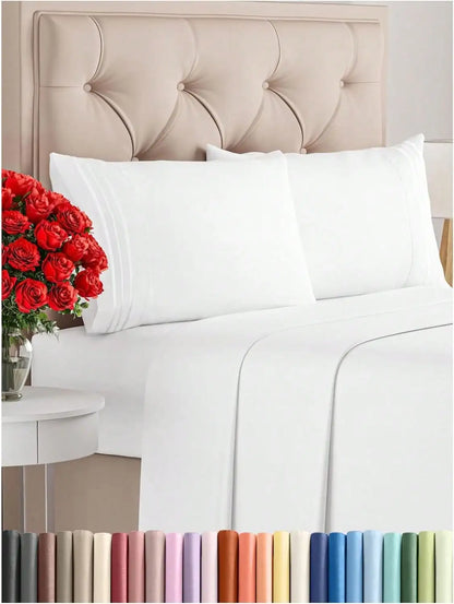 4PCS Cooling Luxury Bedding Set, Embroidered Pillowcases
