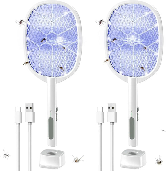 2PACK Electric Fly Swatter,4000V Bug Zapper Racket,2 in 1