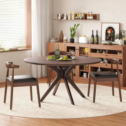 47.2" Solid Wood Round Dining Kitchen Table