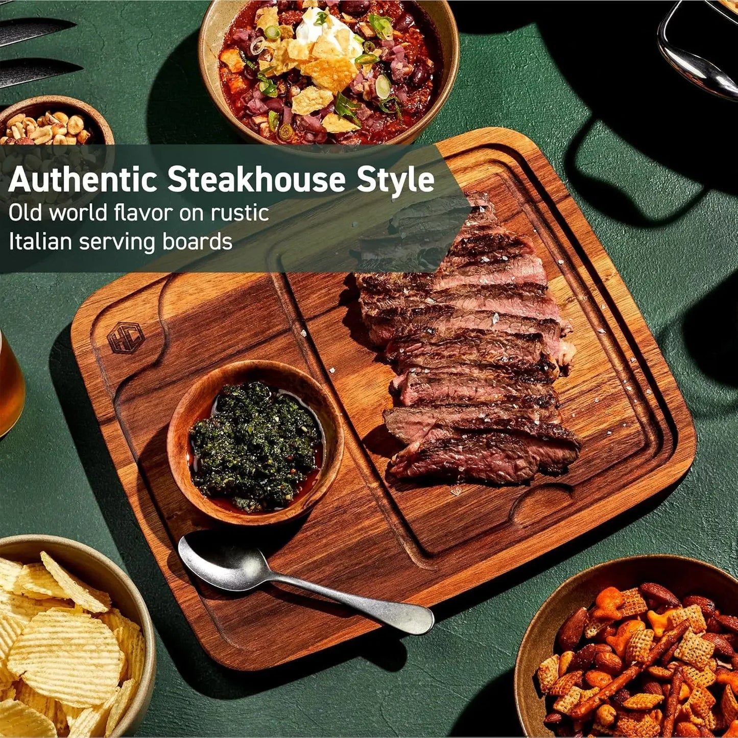 HexClad 4-Piece Bistecca Wooden Steak Plate Set
