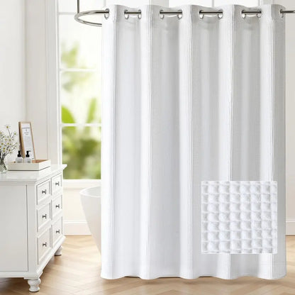 Waffle No Hooks Shower Curtain