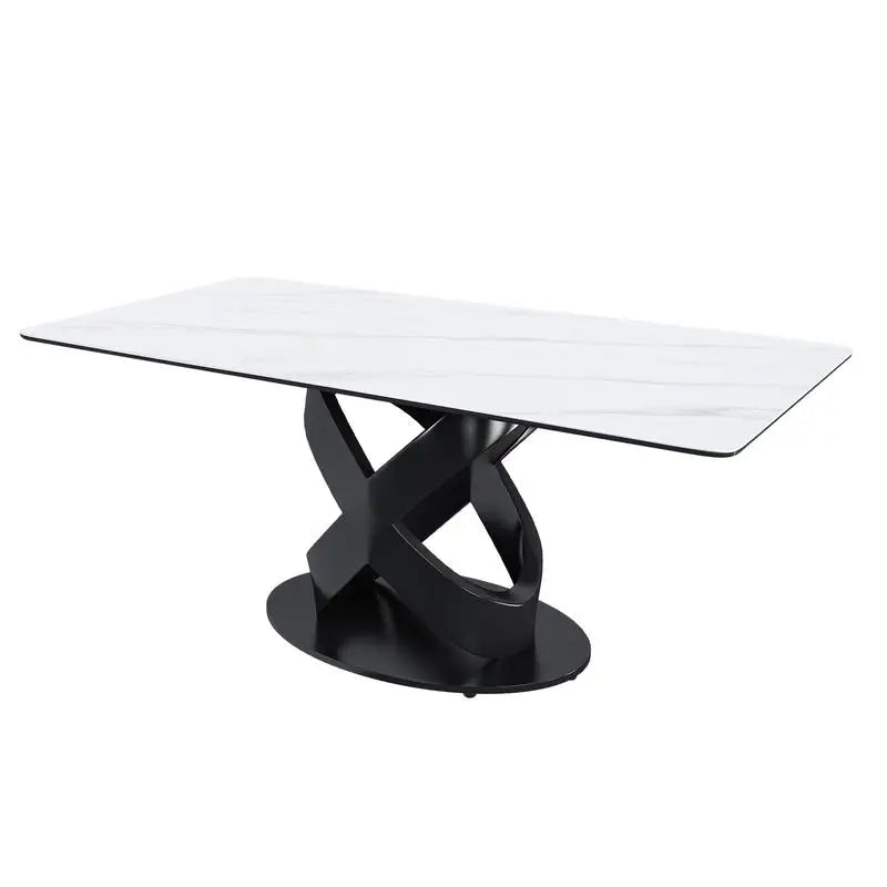 71" Rectangular Dining Table with Centered Stone Top