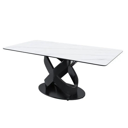 71" Rectangular Dining Table with Centered Stone Top