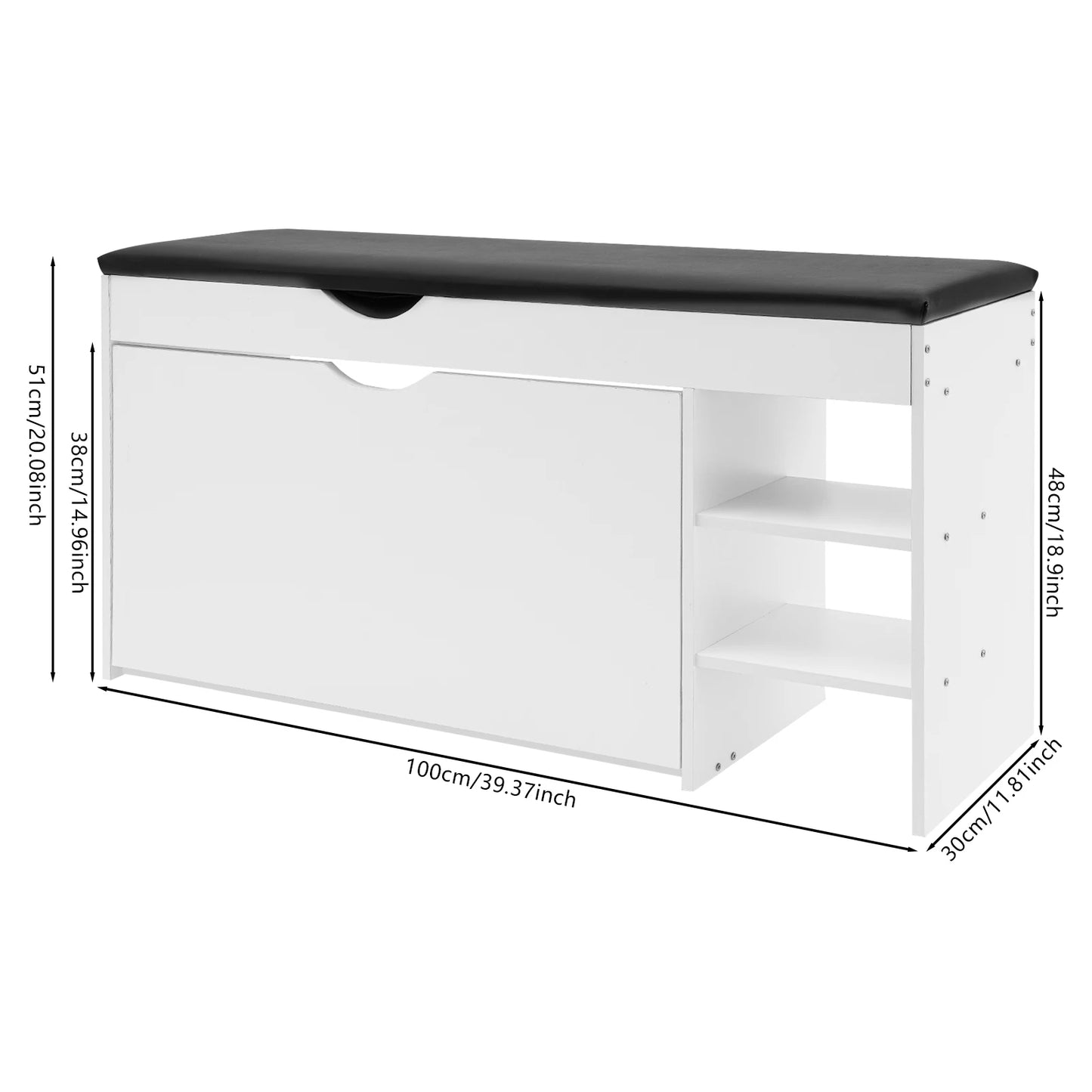 3-Tier Shoe Bench Rack W/Cushioned Seat, for Home Entrance