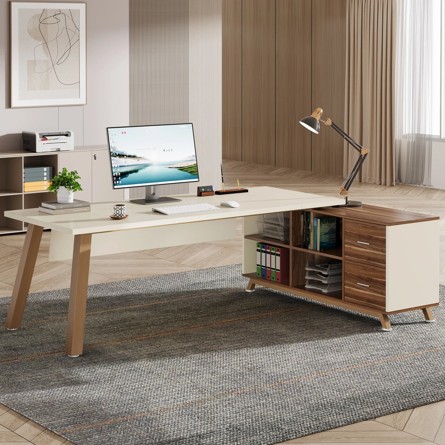 Tribesigns 78.7-Inch Executive Office Desk, L-Shaped Desk