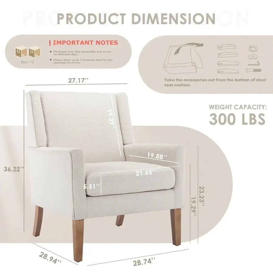 Modern Wingback Accent Chair, Set of 2