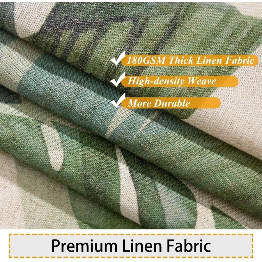 Linen Shower Curtain Long 72 W X 84 L Inch Tropical Green Leaf Shower Curtains Botanical Banana Monstera Leaf Palm Tree Waterpro