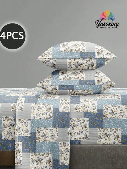 4-Piece Floral Microfiber Bedding Set