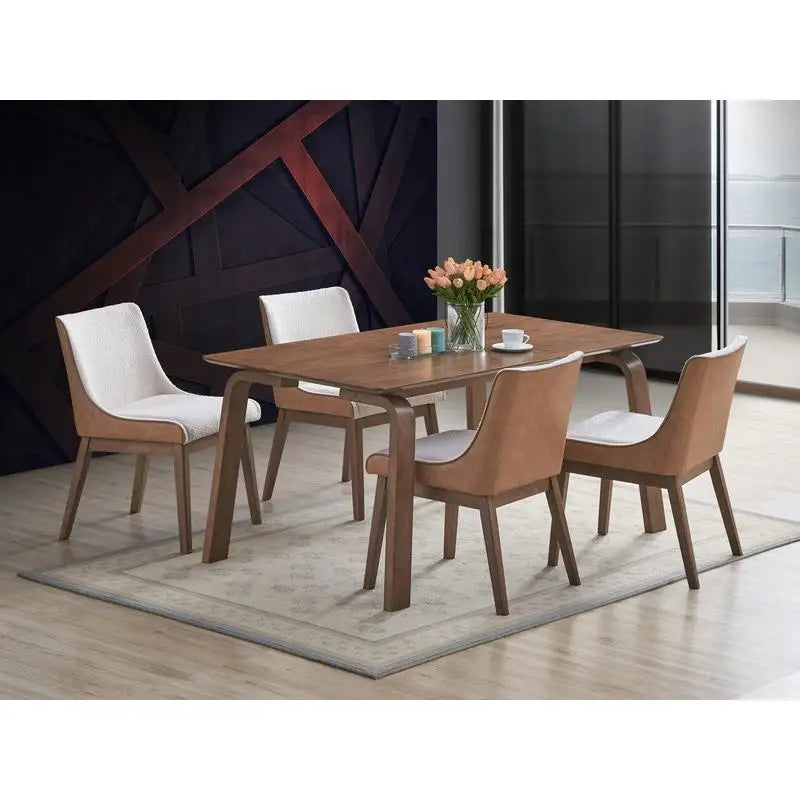 Modern Walnut Finish 5-Piece Dining Set