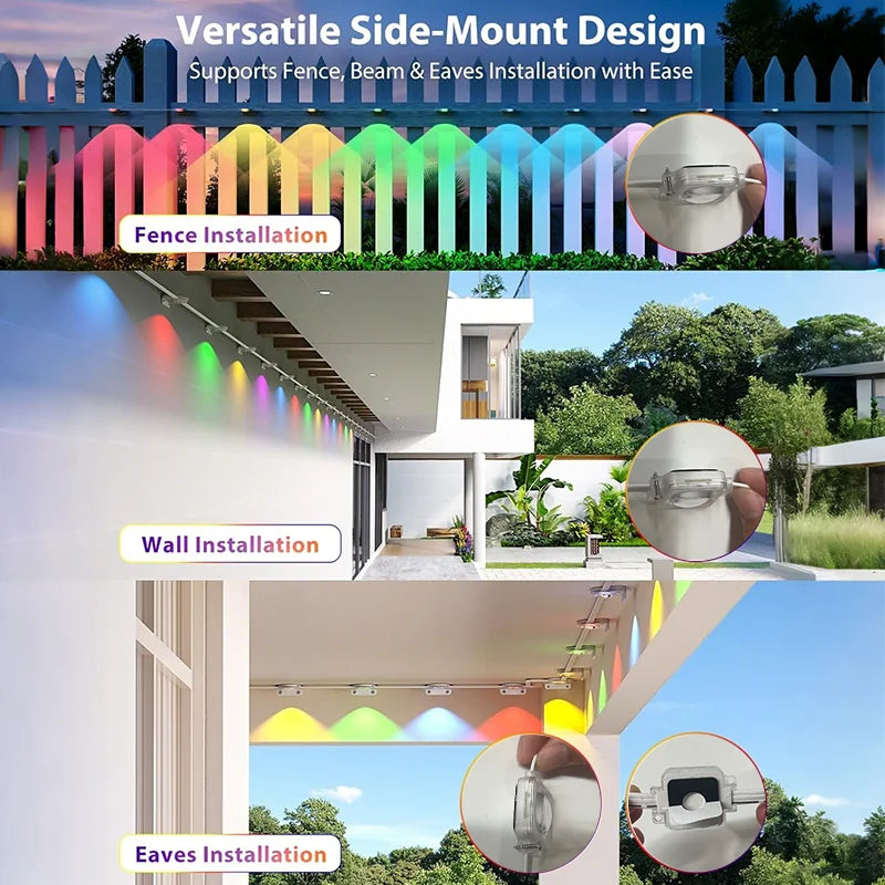 300FT Permanent Outdoor Lights Smart Eave Lights DIY Color Changing