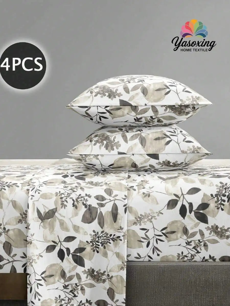 4-Piece Floral Microfiber Bedding Set