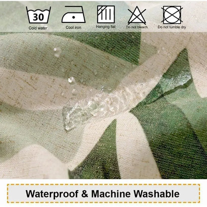 Linen Shower Curtain Long 72 W X 84 L Inch Tropical Green Leaf Shower Curtains Botanical Banana Monstera Leaf Palm Tree Waterpro