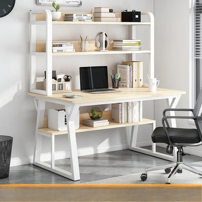 Computer Desk Office Desk Small Home Study Table Bedroom Student Writing Desk Bookshelf Attached Foldable Compact Space Saving