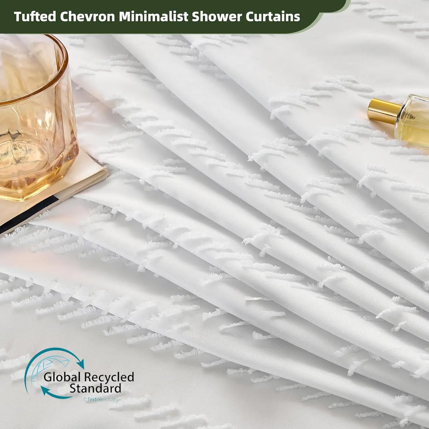 White Boho Shower Curtain Fabric Textured