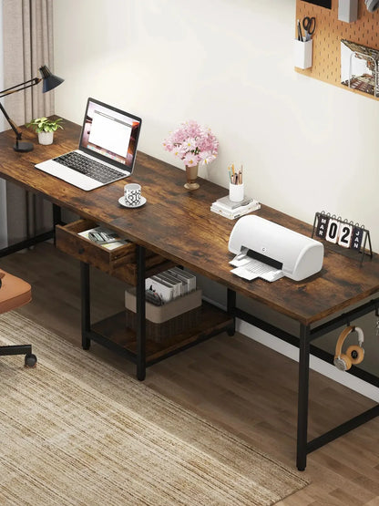 Tribesigns 78.74’’ Two Person Desk with 2 Drawers