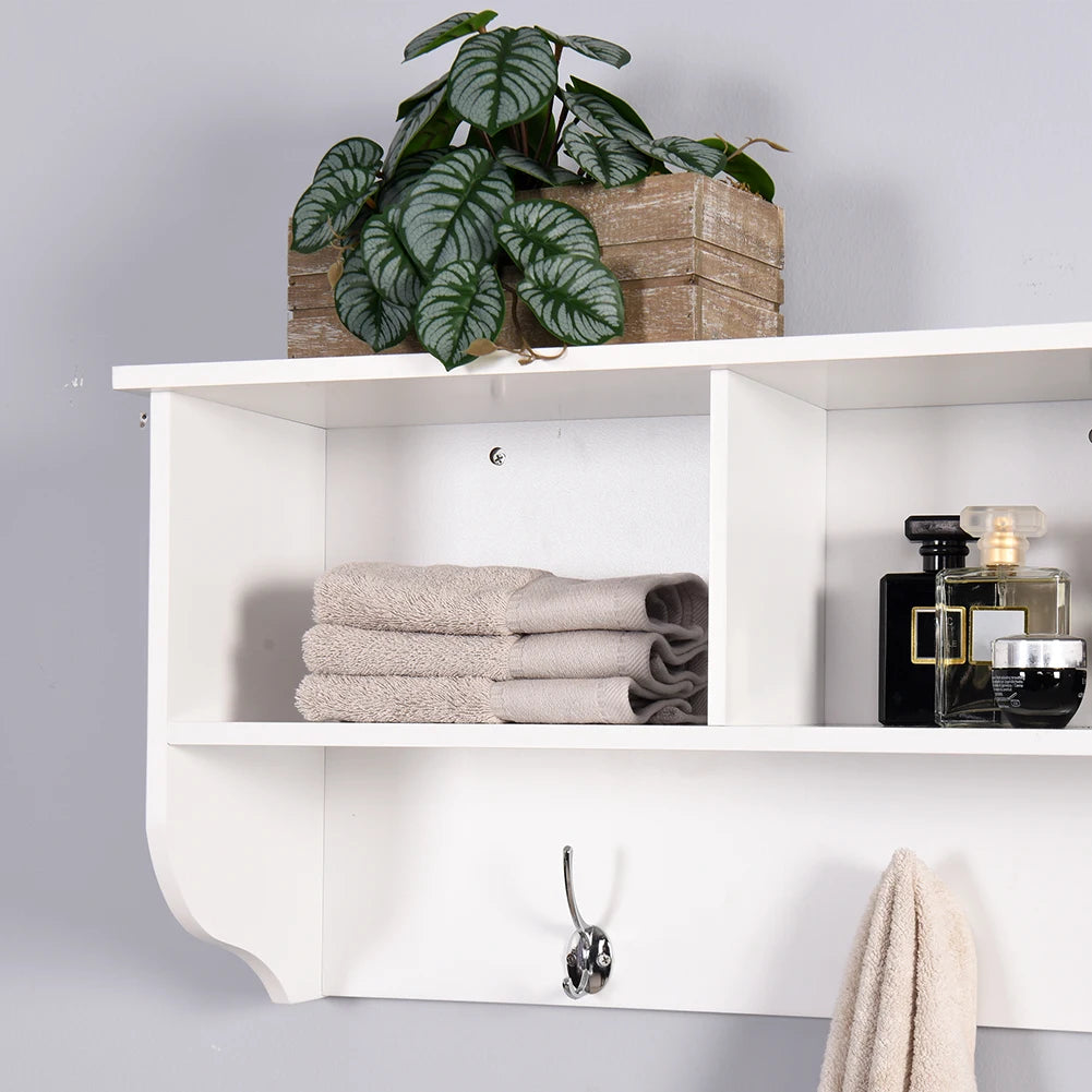Wall-Mounted Coat Hooks With Storage Shelf
