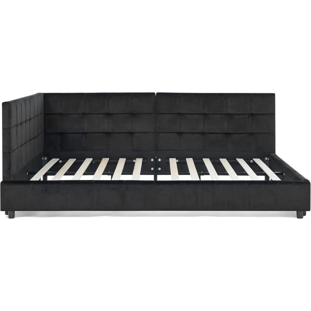 Queen Size Upholstered Corner Daybed, Modern L-Shaped