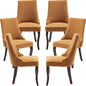 Velvet Upholstered Dining Chairs Set of 6 Mid Century Wood Legs