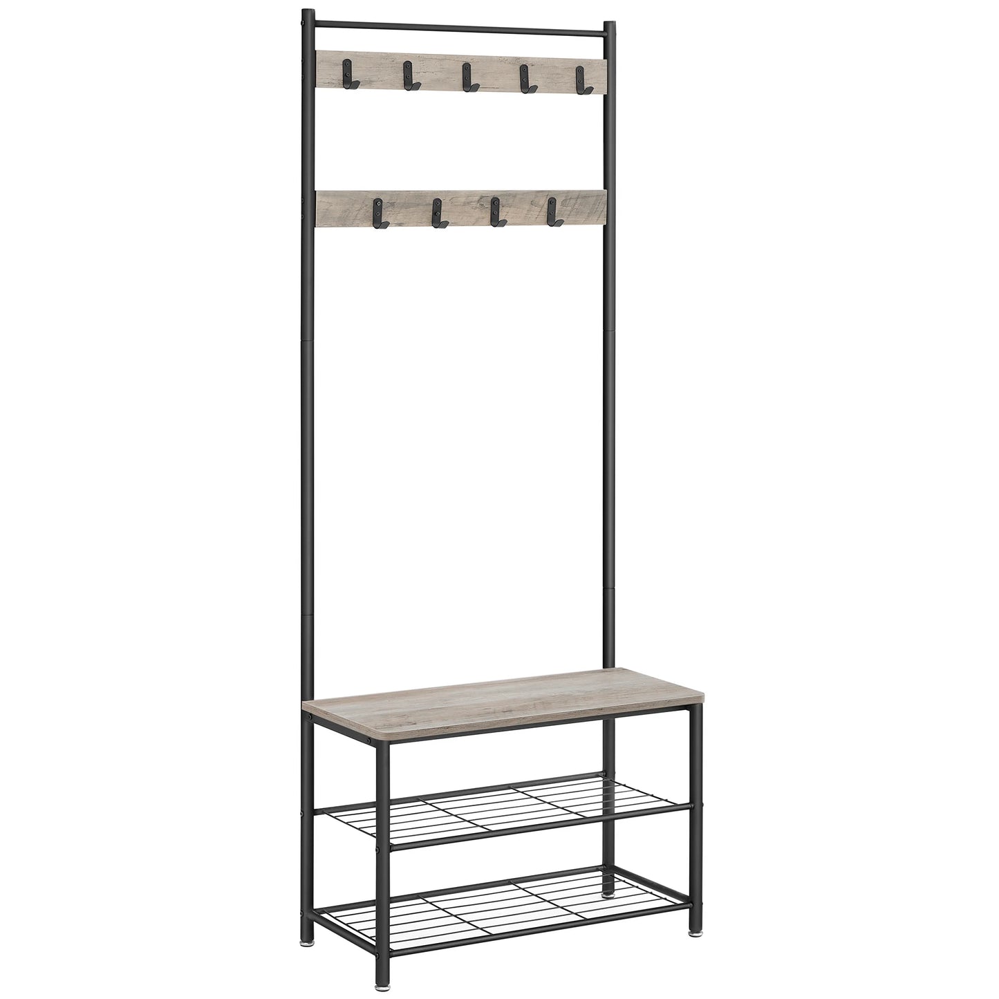 Coat Rack, Hall Tree with Shoe Storage Bench