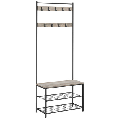Coat Rack, Hall Tree with Shoe Storage Bench