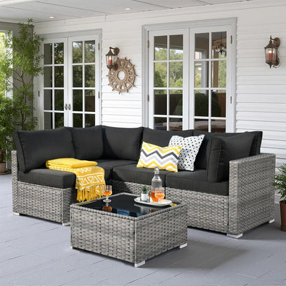 5 PCS Outdoor Patio Furniture Sets,Wicker