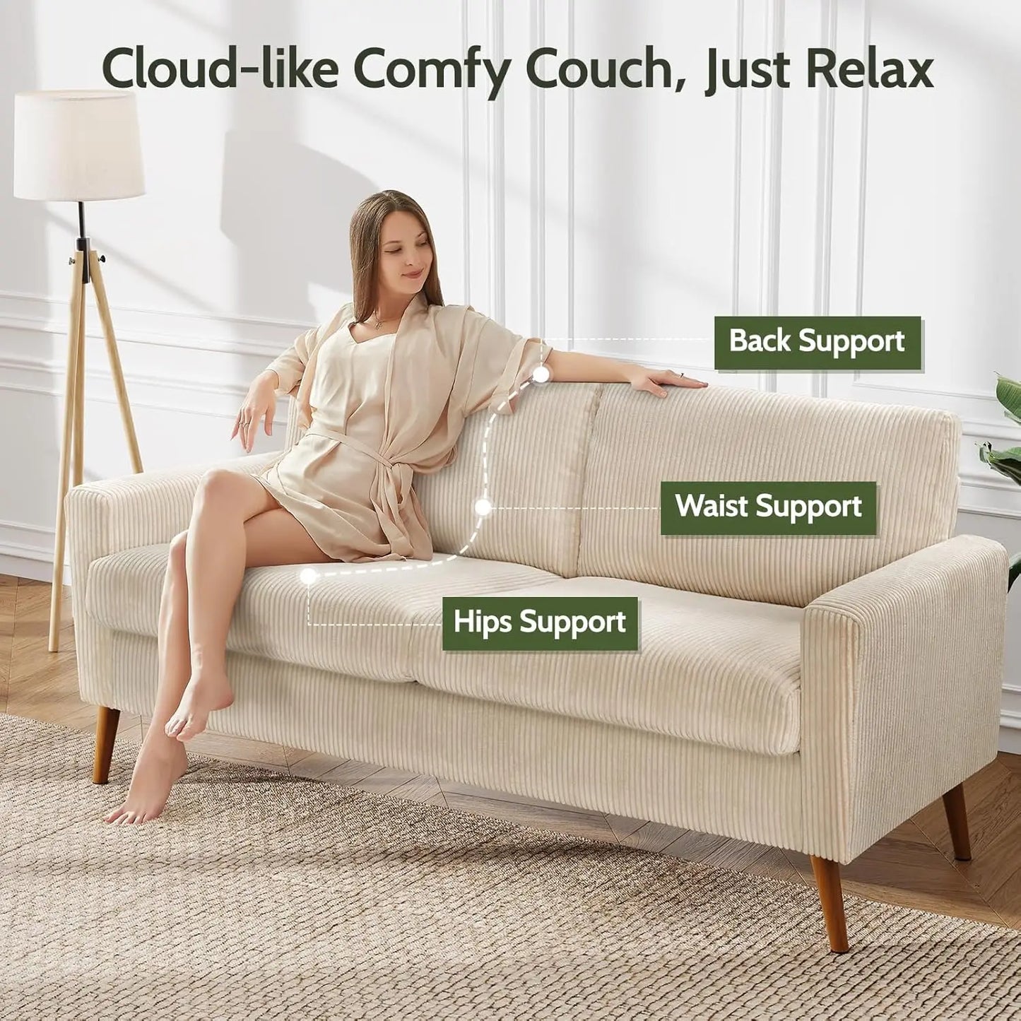 68"  Mid Century Modern Love Seat Couche
