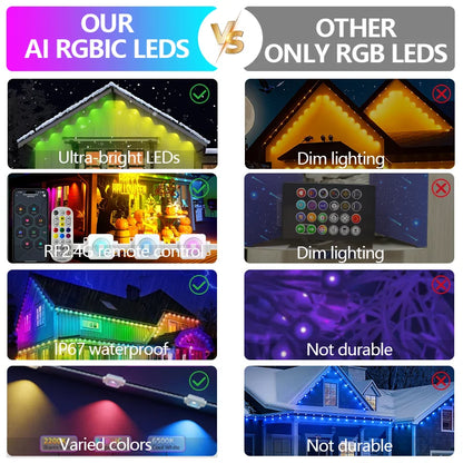 300FT Permanent Outdoor Lights Smart Eave Lights DIY Color Changing