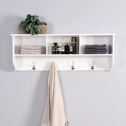 Wall-Mounted Coat Hooks With Storage Shelf