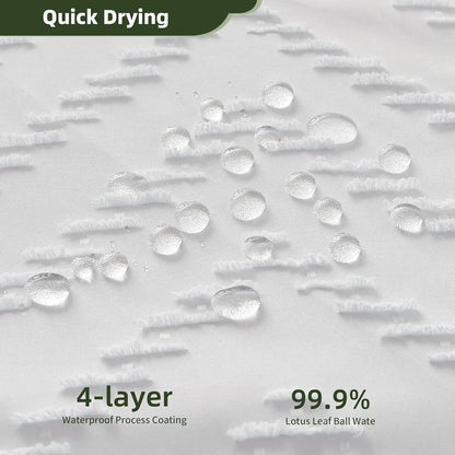 White Boho Shower Curtain Fabric Textured
