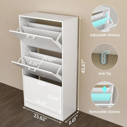 Shoe Cabinet with 2 or 3 Flip Drawers