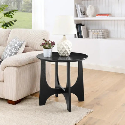 25" Round Wooden End Table, Side Table & Nightstand