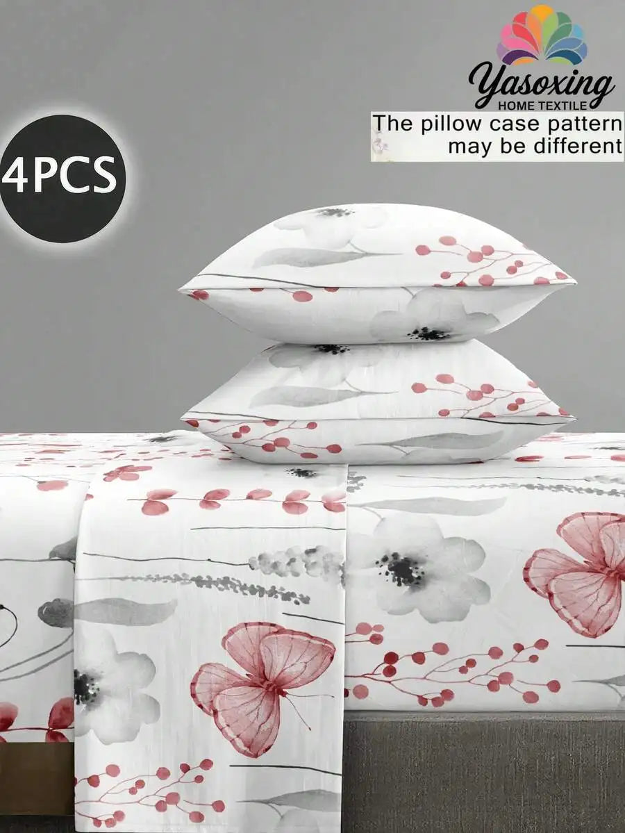4-Piece Floral Microfiber Bedding Set